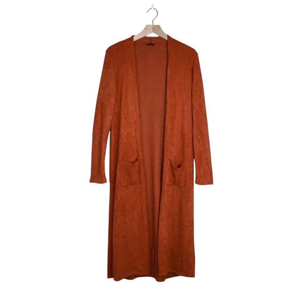 Agnes & Dora Women's XS/S Longline Open Front Cardigan in Burnt Orange